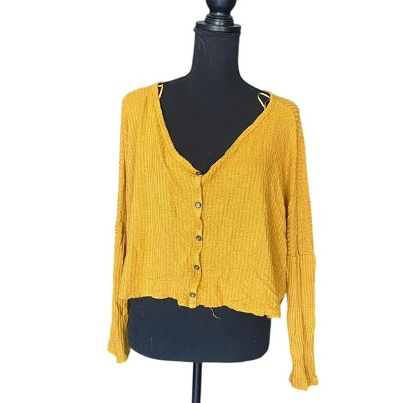 Ambiance Apparel Sweaters - Slouchy Top Golden Mustard Indie Sleaze Lagenlook Boho Ribbed Knit Popover M